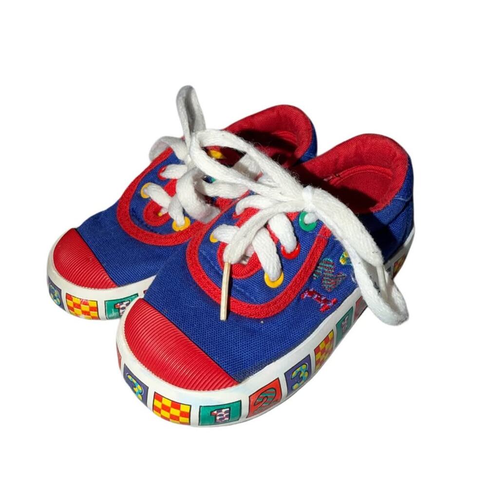 Vintage Sprockets Baby Shoes 90s Multicolor Size 5 Kids Red Blue Green 123